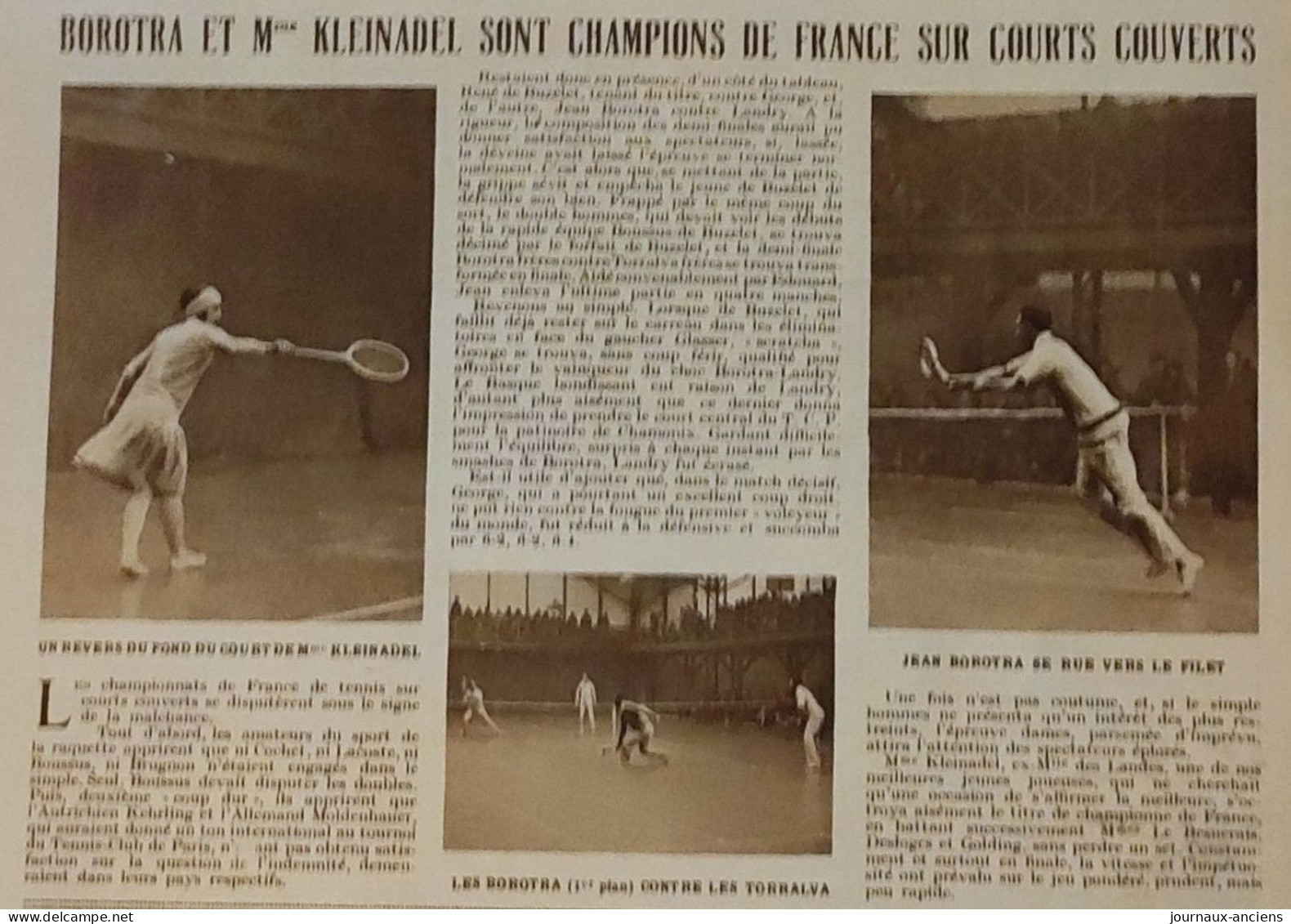 1928 TENNIS - BOROTRA Et Mme KLEINADEL SONT CHAMPIONS DE FRANCE SUR COURTS COUVERTS - LE MIROIR DES SPORTS - Books