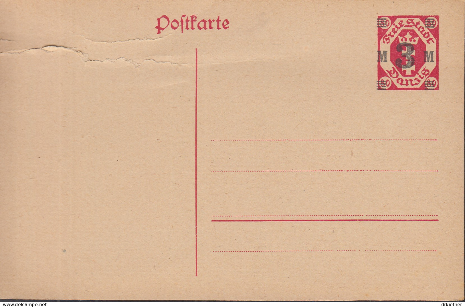 DANZIG  P 23, Ungebraucht, Aufdruckausgabe 1922 - Postwaardestukken