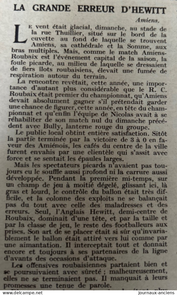 1928 FOOTBALL - Match AMIENS = ROUBAIX - Libri