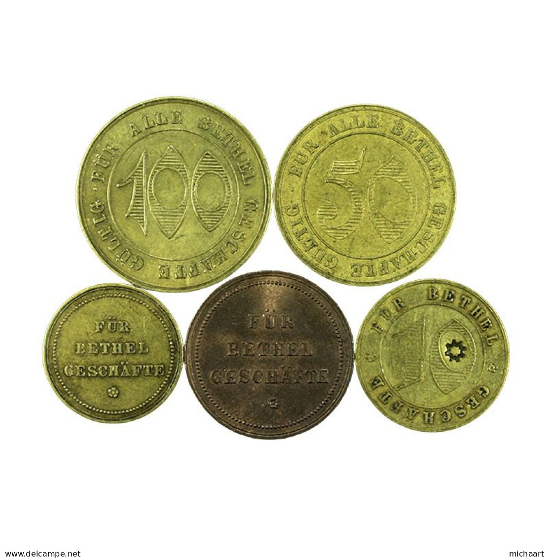 Token Bielefeld Bethel Shops Lot Of 5 Germany 5 10 50 100 Pfennig 03756 - Noodgeld