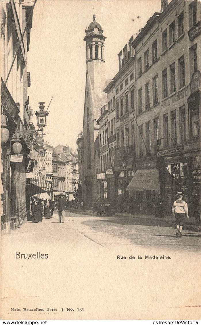 BELGIQUE - Bruxelles - Rue De La Madeleine - Animé - Carte Postale Ancienne - Cafés, Hôtels, Restaurants