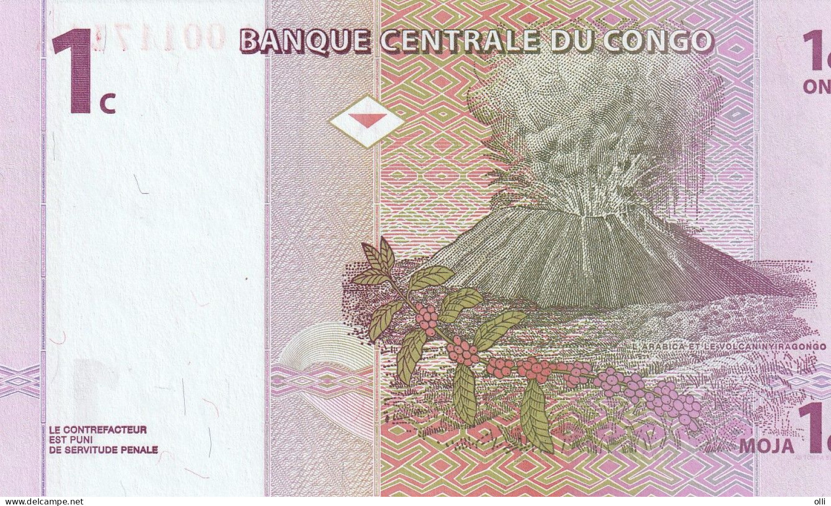 CONGO Dem:Rep. 1 Centime - 1997  P- 80 - Unc. - Repubblica Democratica Del Congo & Zaire