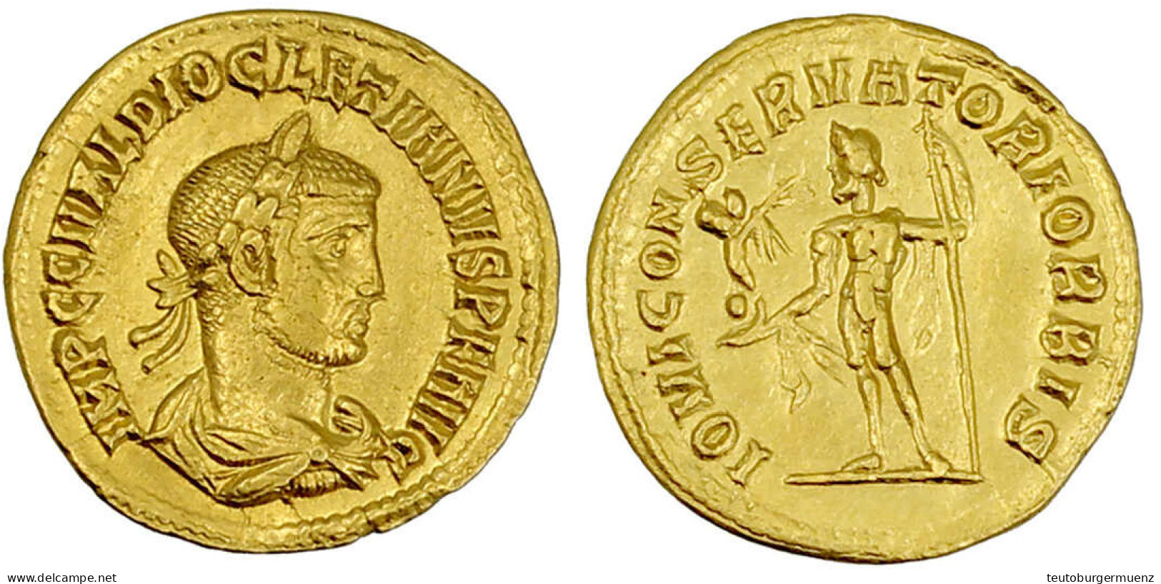 Aureus 284/286, Kyzicus. Drapiertes, Belorb. Brb. R./IOVI CONSERVATORI ORBIS. Jupiter Steht L. Mit Victoriola. 4,60 G. V - Other & Unclassified