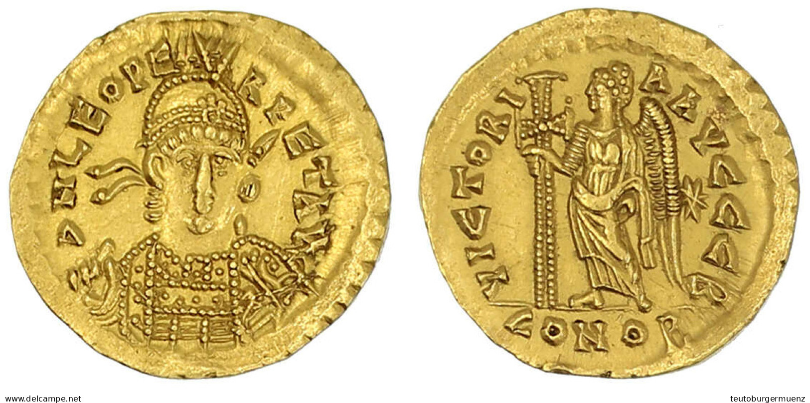 Solidus 457/474 Constantinopel, 2. Offizin. Brb. V.v. Mit Helm/VICTORIA AVGGG B CONOB. Victoria Steht L., Hält Langkreuz - Other & Unclassified