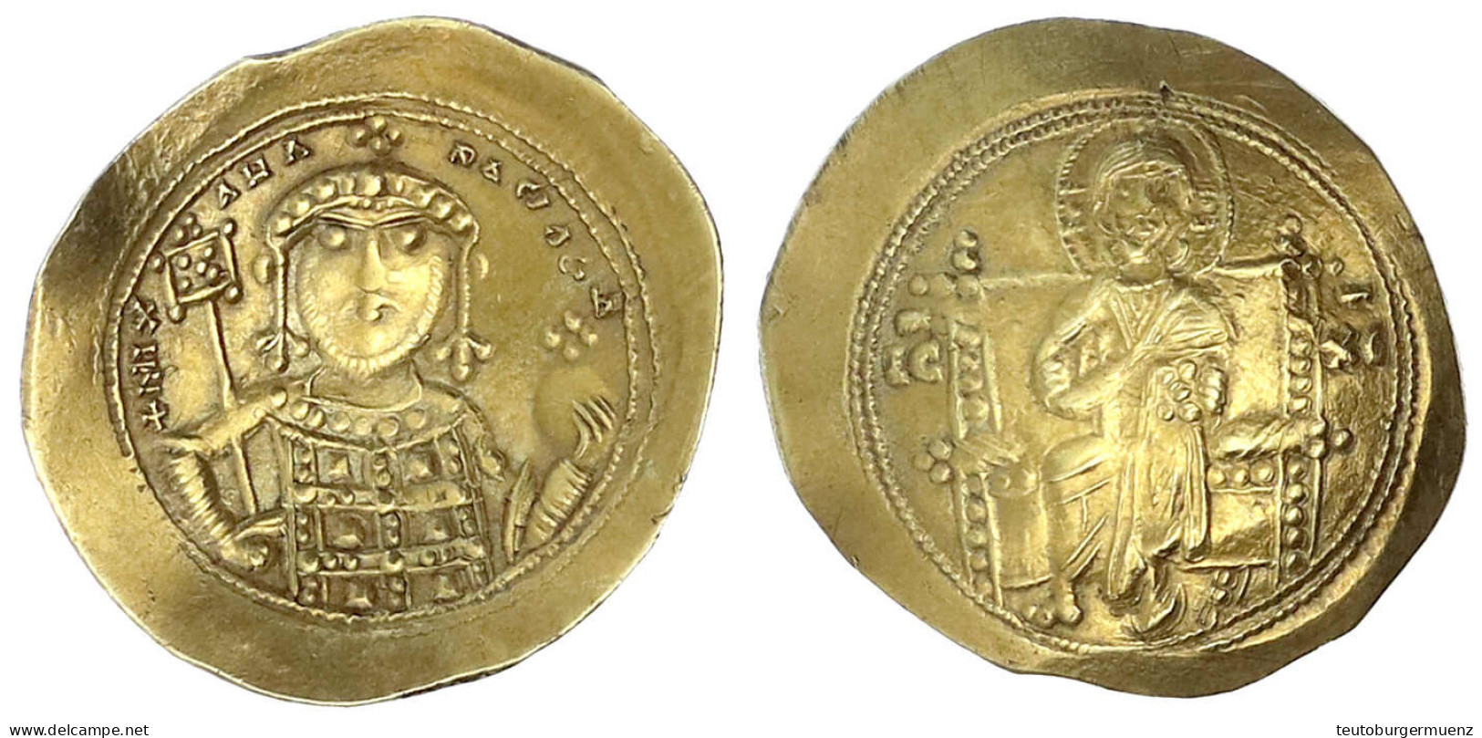 Histamenon ELECTRON 1071/1078 Hüftbild V.v. Mit Labarum Und Kreuzglobus/Christus Thront V.v. 4,41 G. Vorzüglich. Sear 18 - Byzantine