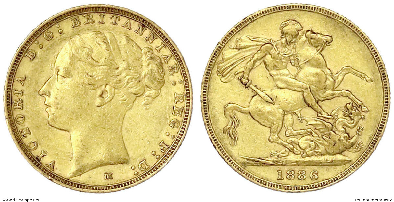 Sovereign 1886 M, Melbourne. 7,99 G. 917/1000. Gutes Sehr Schön. Spink. 3857C. - Andere & Zonder Classificatie