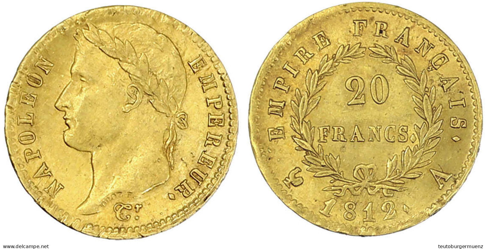 20 Francs 1812 A, Paris. 6,45 G. 900/1000. Fast Stempelglanz, Sehr Selten In Dieser Erhaltung. Krause/Mishler 695.1. Fri - 20 Francs (oro)