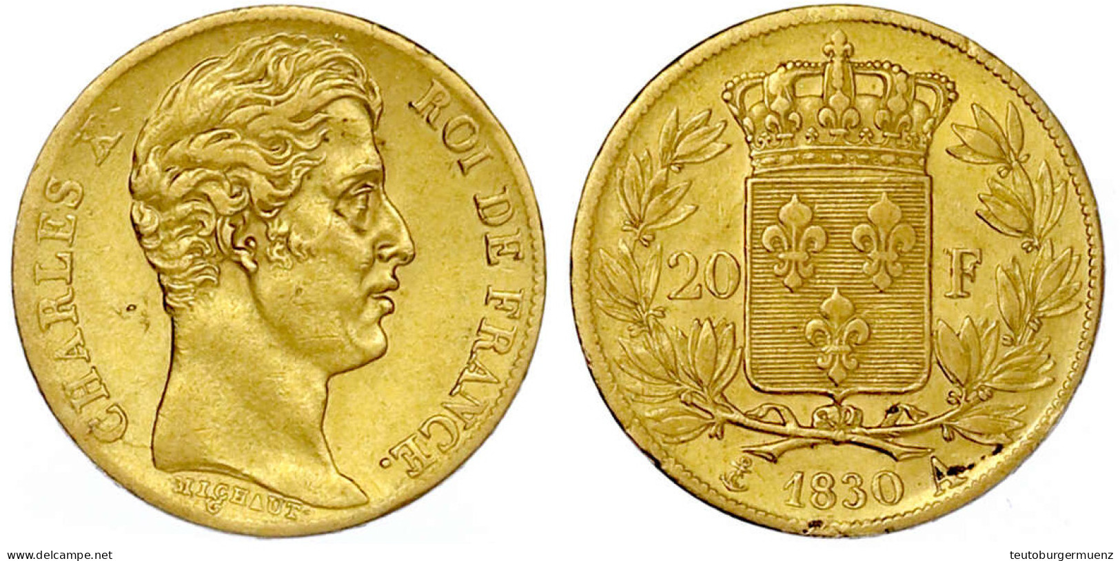 20 Francs 1830 A. Paris. 6,45 G. 900/1000. Fast Vorzüglich. Krause/Mishler 726.1. Friedberg 549. - 20 Francs (or)