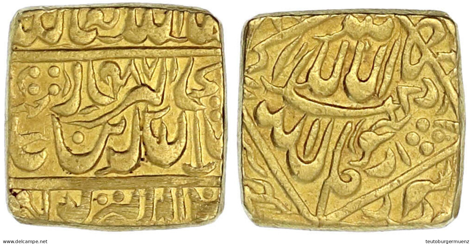 Mohur (quadratisch) AH 987 = 1578. 11,92 G. Sehr Schön. Friedberg 725g. - India