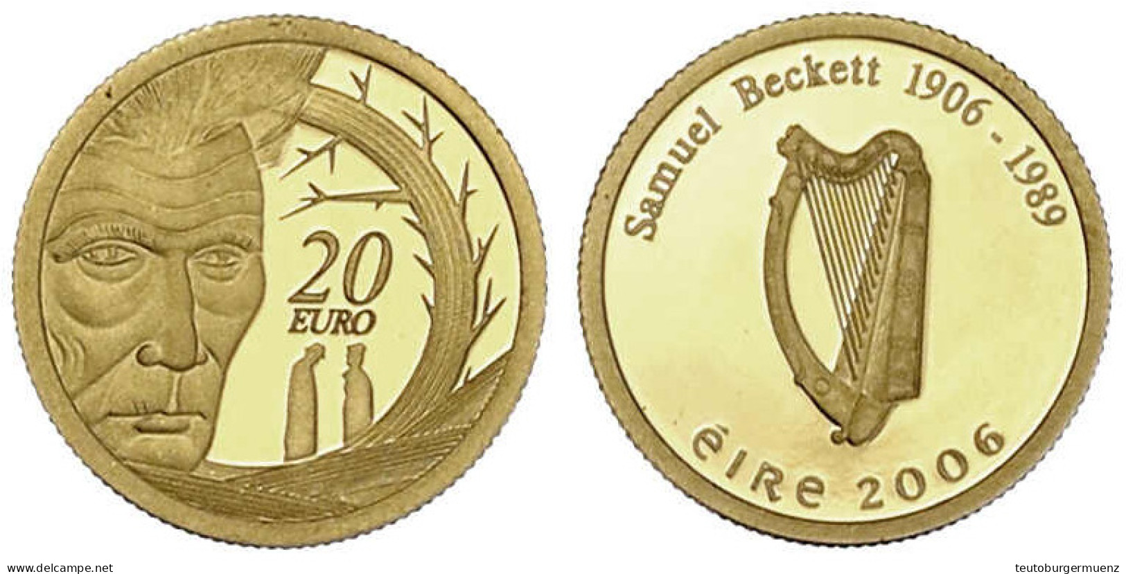 20 Euro 2006. Samuel Barclay Beckett, 1/25 Unze. Polierte Platte. Schön 44. - Ireland