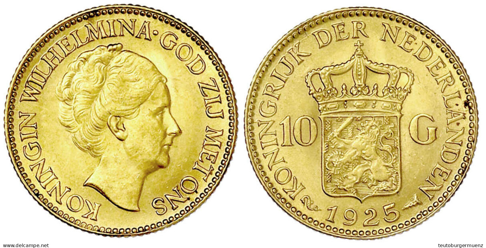 10 Gulden 1925. 6,73 G. 900/1000. Prägefrisch. Krause/Mishler 162. - Andere & Zonder Classificatie