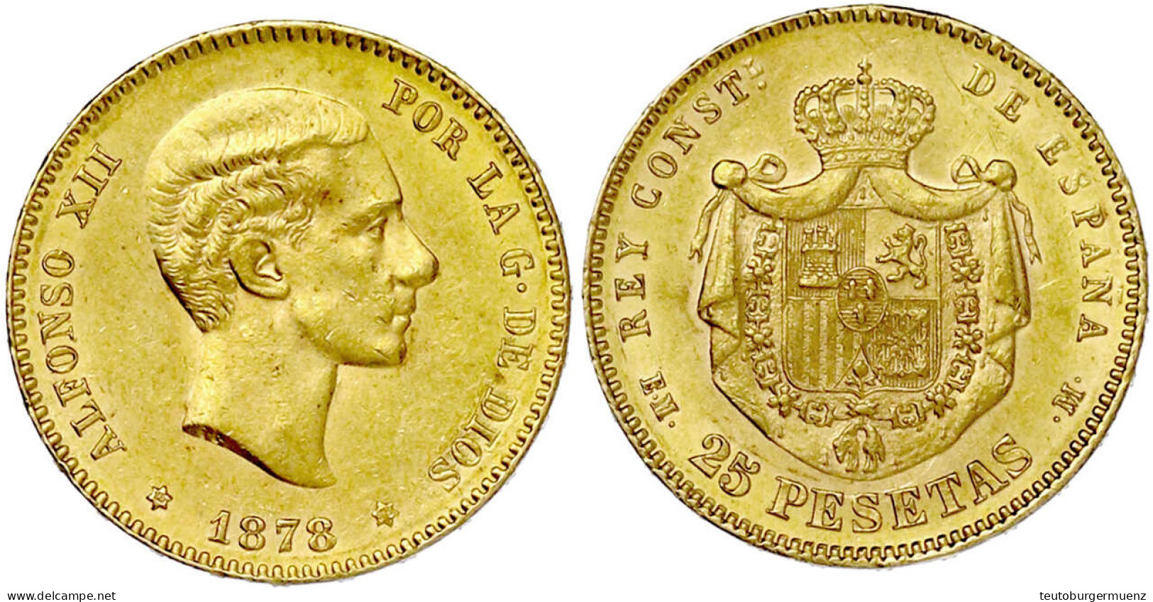 25 Pesetas 1878 (78) EM-M. 8,06 G. 900/1000. Gutes Vorzüglich. Krause/Mishler 673. Friedberg 342. - Autres & Non Classés