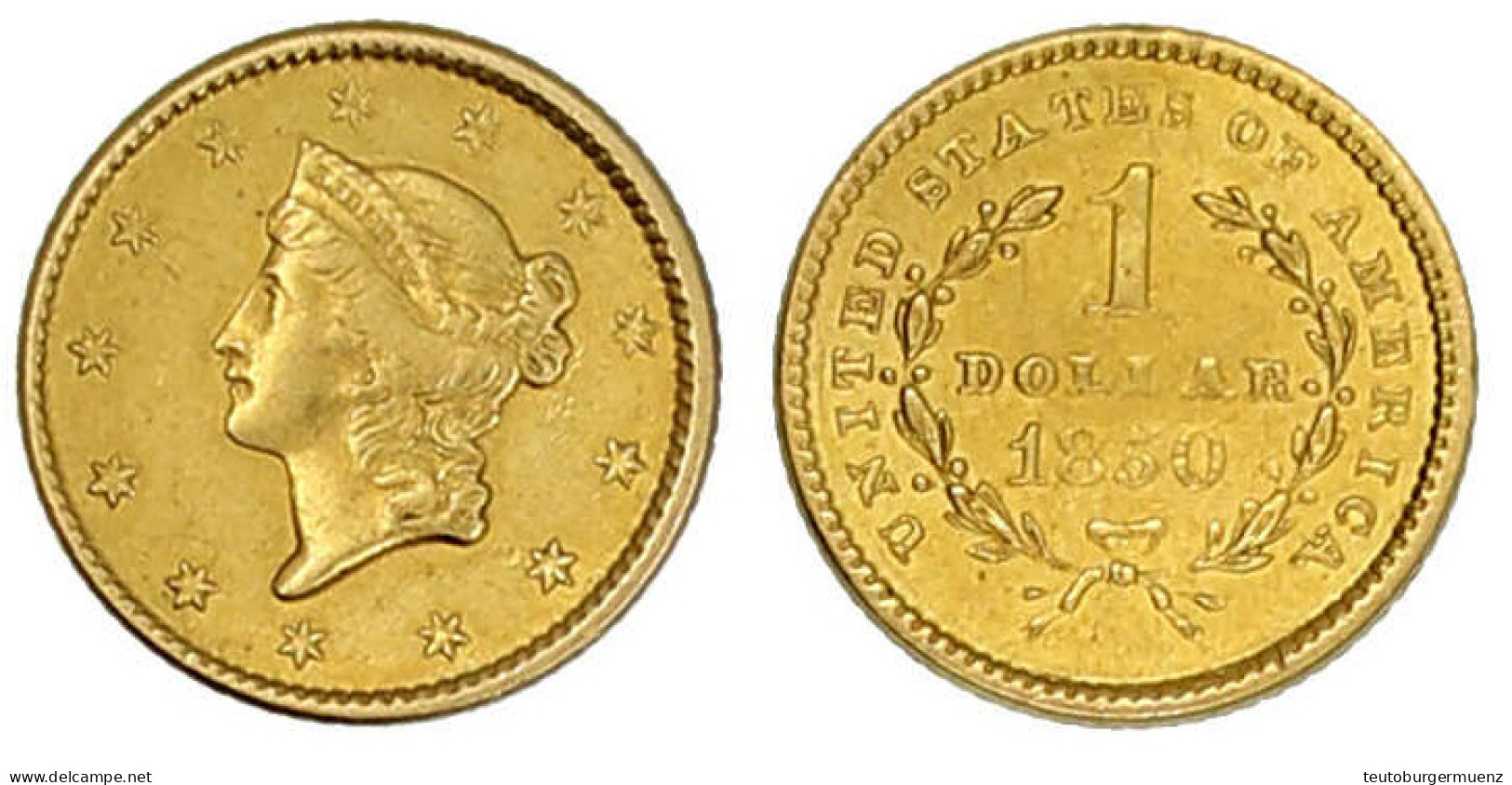 Dollar 1850, Philadelphia. Liberty Head. 1,67 G. 900/1000. Sehr Schön. Krause/Mishler 73. - Autres & Non Classés