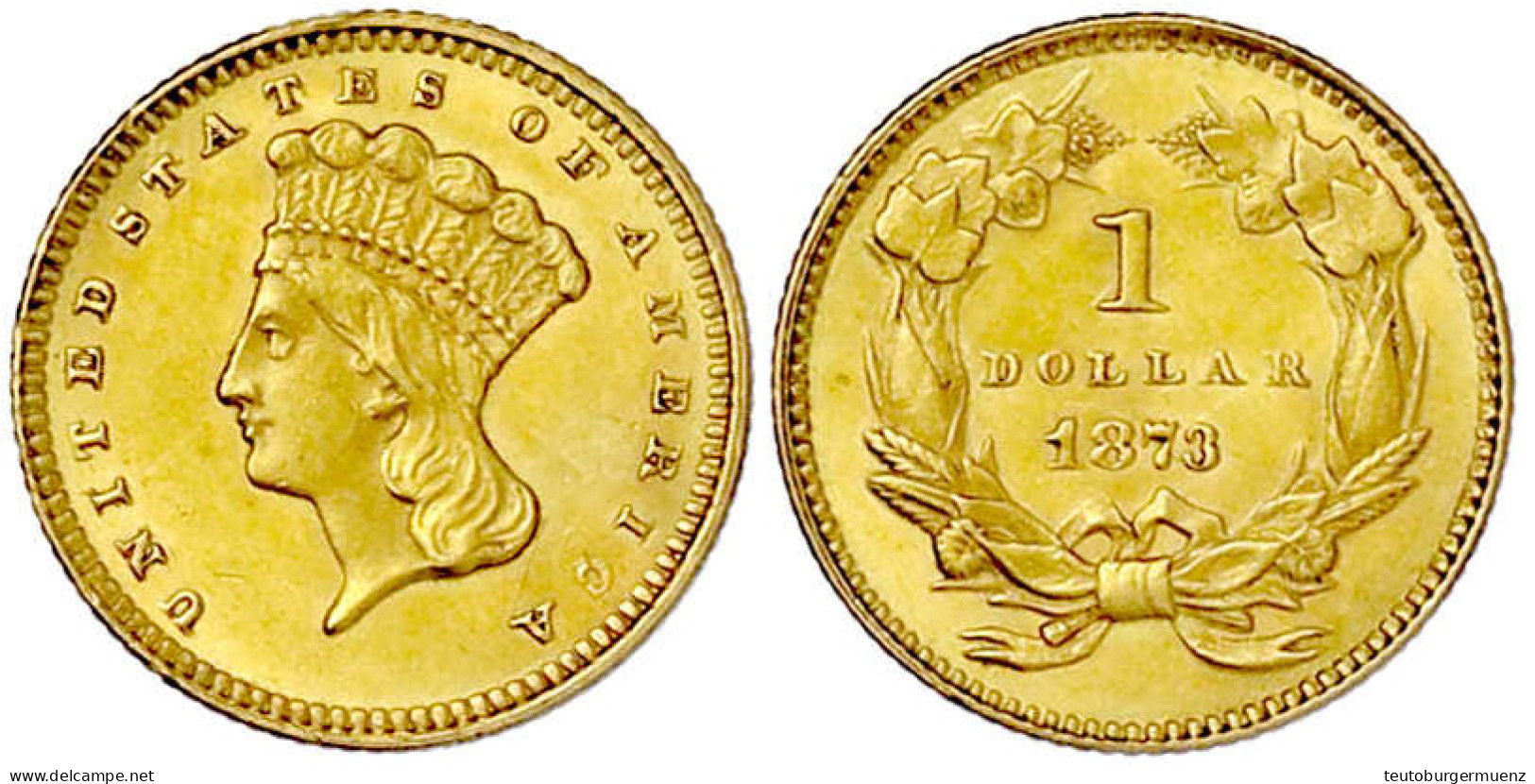 1 Dollar 1873. Indian Head, Open 3. 1,67 G. 900/1000. Prägefrisch/fast Stempelglanz, Min. Kratzer, Selten In Dieser Erha - Sonstige & Ohne Zuordnung