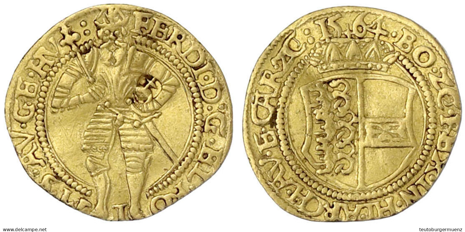 Dukat 1564, Klagenfurt. Stehender Herrscher In Rüstung Mit Zepter Und Schwert/gekr. Wappen. 3,10 G. Sehr Schön, Etwas Be - Gold Coins