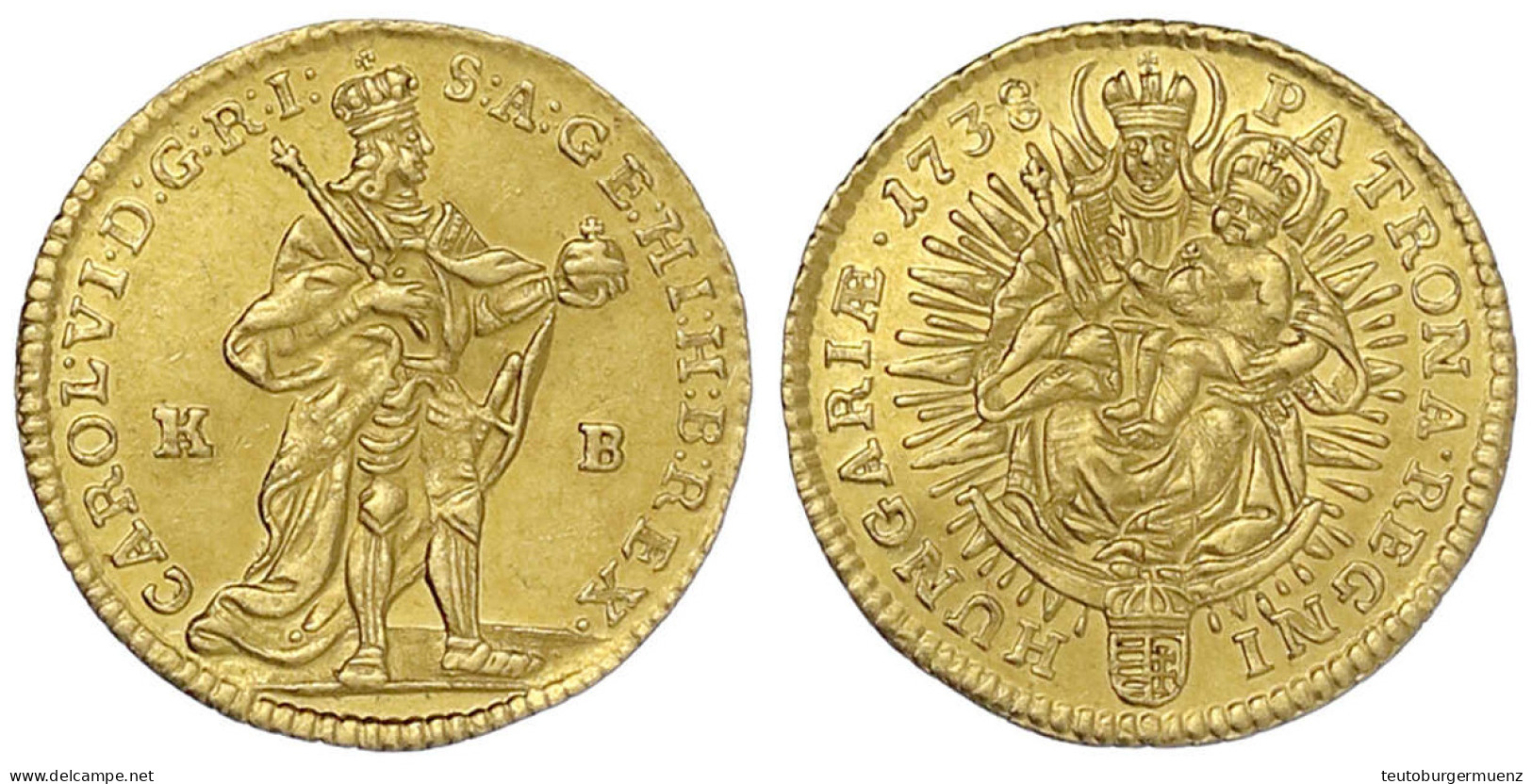 Dukat 1738 KB, Kremnitz. 3,45 G Vorzüglich/Stempelglanz. Herinek 165. Friedberg 171. - Gold Coins