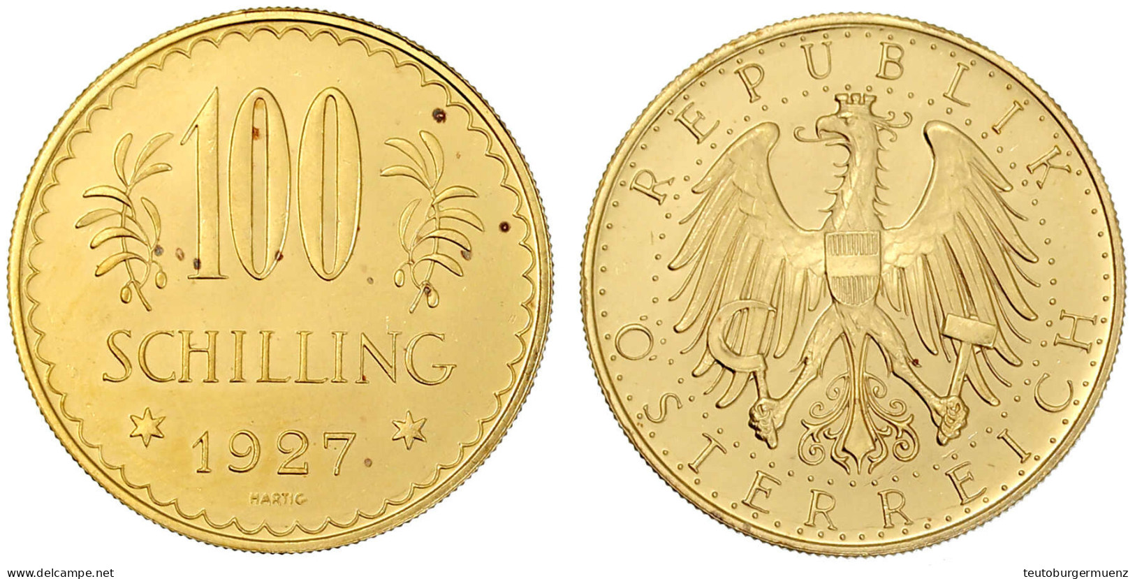 100 Schilling 1927. 23,52 G. 900/1000. Vorzüglich/Stempelglanz Aus Erstabschlag, Winz. Flecke. Nile Post 5. Friedberg 52 - Austria