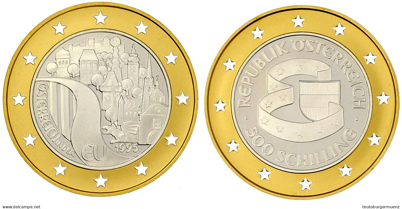 500 Schilling Gold/Silber (Bi-Metall) 1995. Österreich Als Mitglied Der Europäischen Union. 8 G. Feingold/4,7 G. Feinsil - Austria