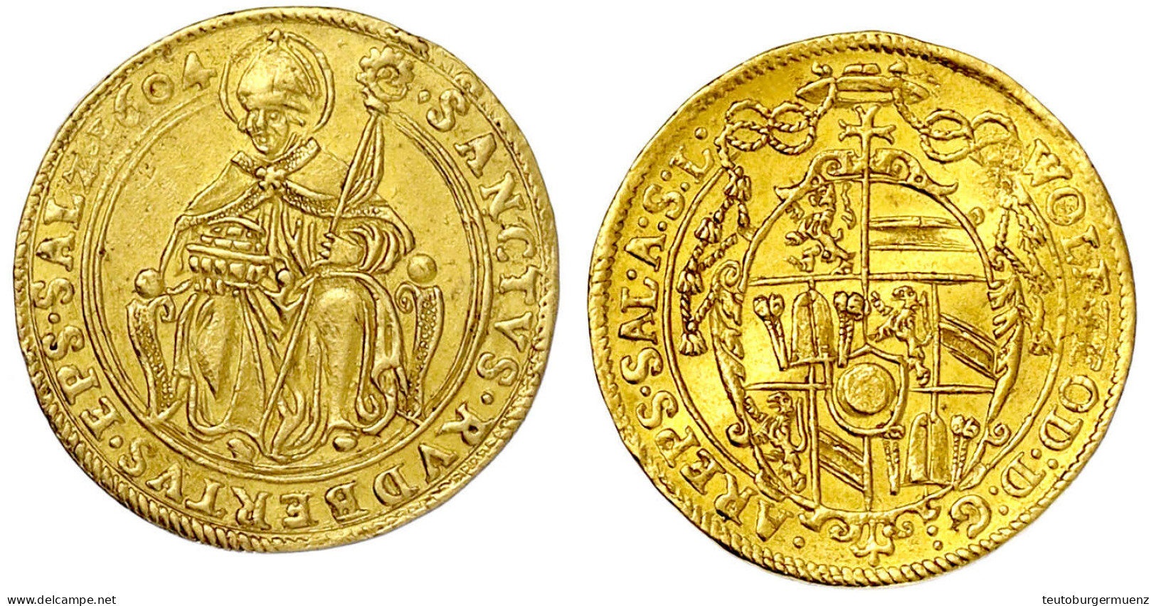 Doppeldukat 1604. 6,94 G. Vorzüglich, Selten. Probszt 770. Friedberg 660. Zöttl 880. - Monedas En Oro