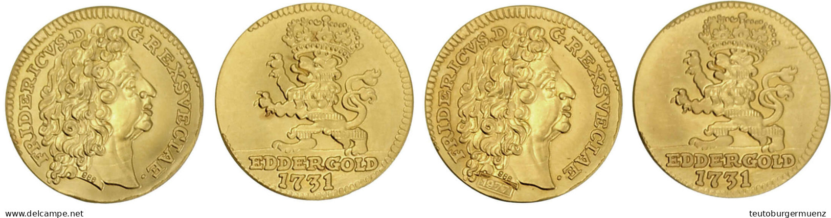 2 Nachprägungen Des Ausbeute-1/2 Dukaten Eder-Gold 1731 (1977 Und Undatiert) In Dukatengold (986/1000). 3,25 Und 3,47 G. - Autres & Non Classés