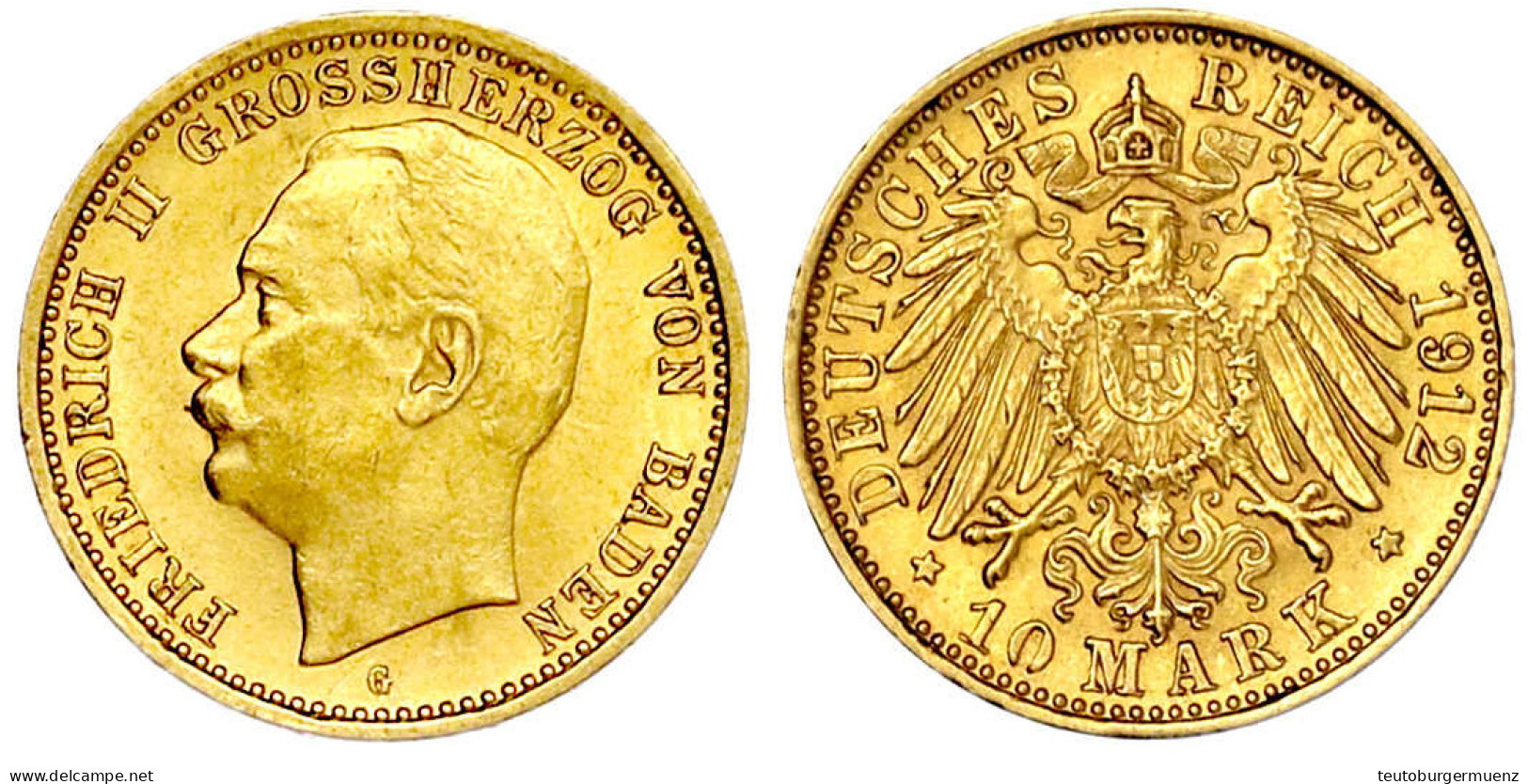 10 Mark 1912 G. Var. Mit Offener 0 In Wertzahl. Vorzüglich/Stempelglanz. Jaeger 191. - 5, 10 & 20 Mark Gold