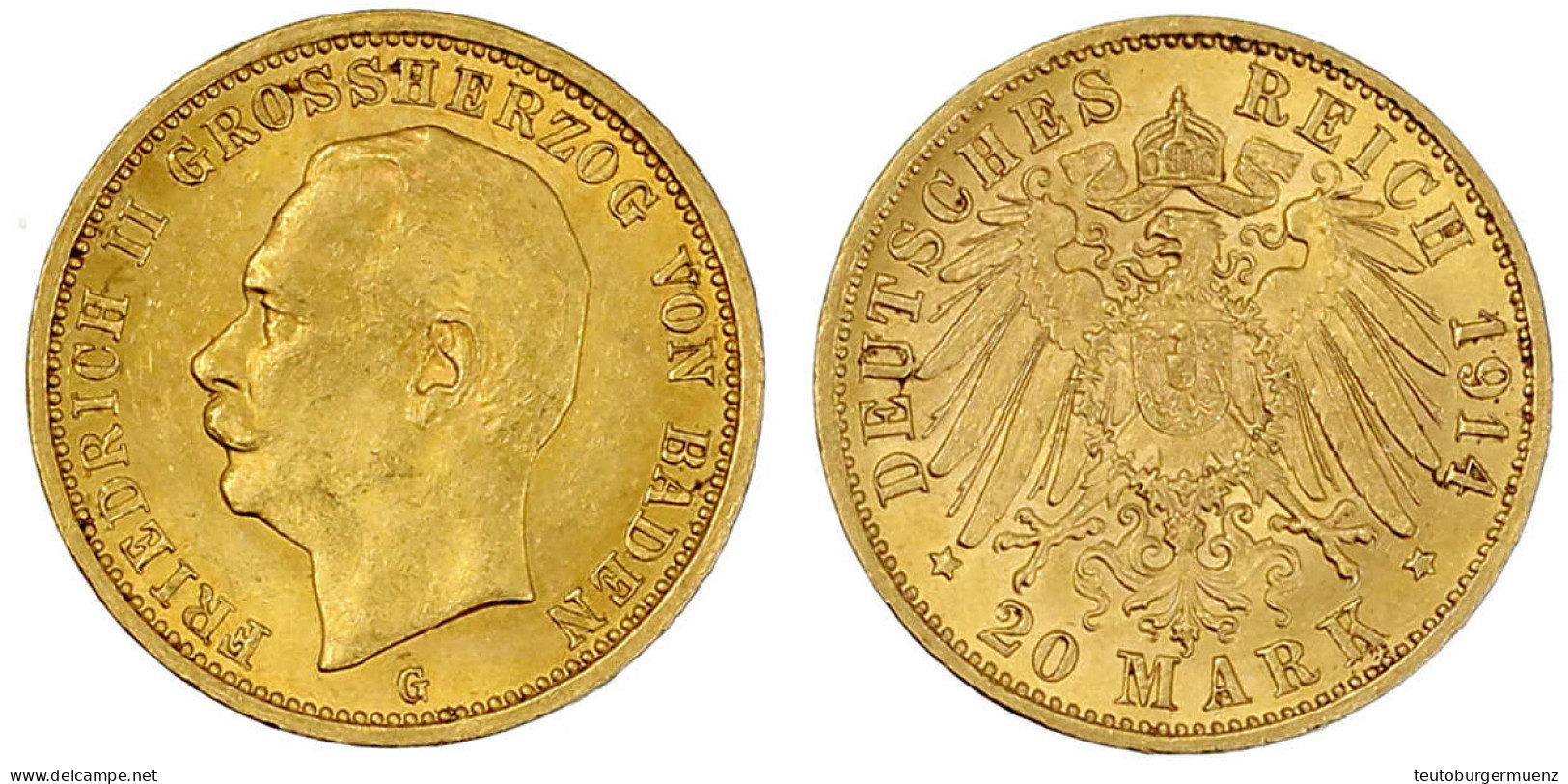 20 Mark 1914 G. Vorzüglich/Stempelglanz. Jaeger 192. - 5, 10 & 20 Mark Oro