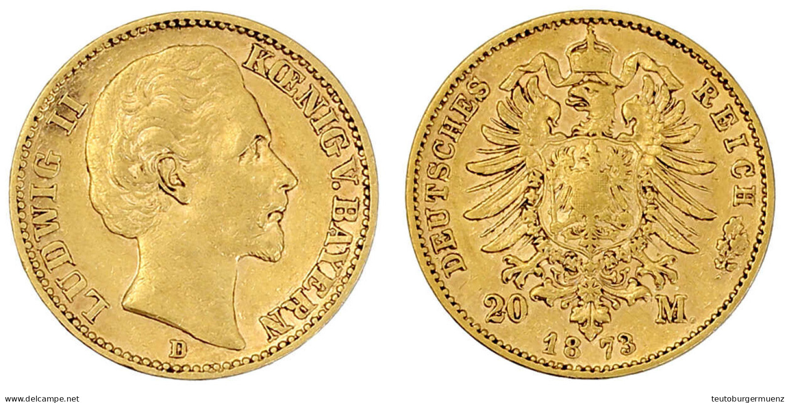 20 Mark 1873 D. Gutes Sehr Schön. Jaeger 194. - 5, 10 & 20 Mark Gold