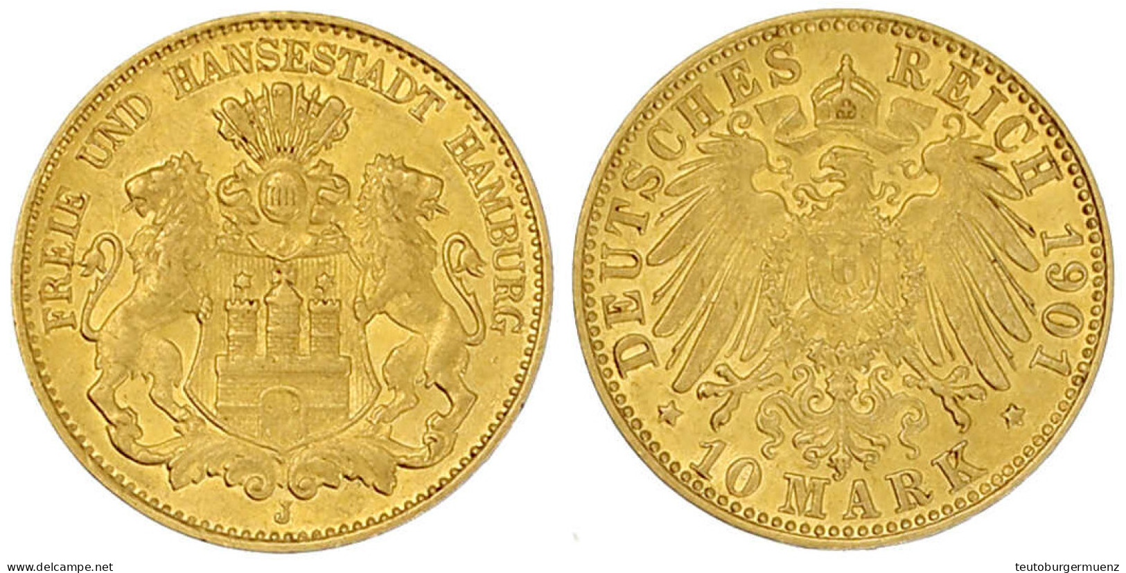 10 Mark 1901 J. Vorzüglich. Jaeger 211. - 5, 10 & 20 Mark Gold