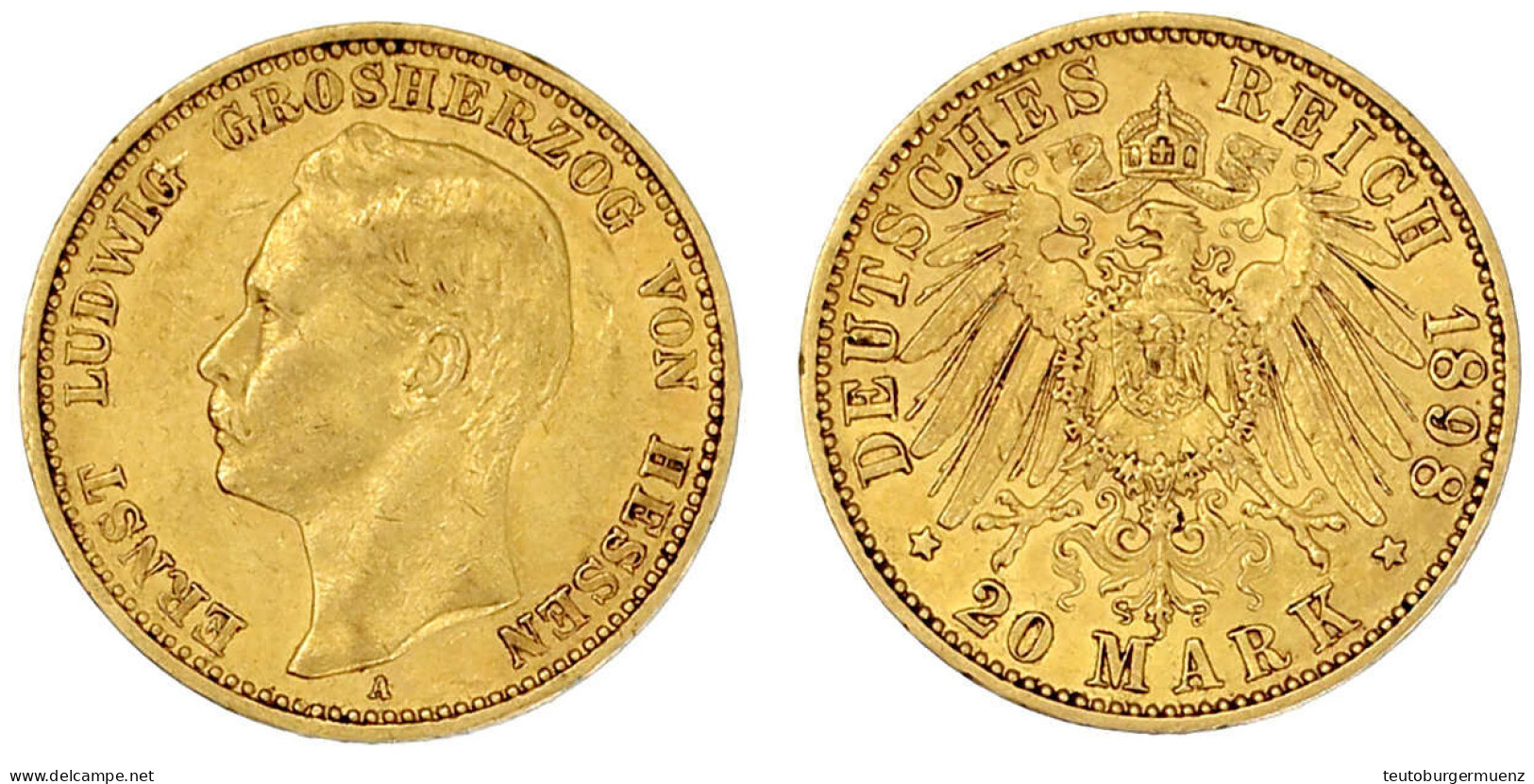 20 Mark 1898 A. Sehr Schön/vorzüglich, Kl. Kratzer. Jaeger 225. - 5, 10 & 20 Mark Gold