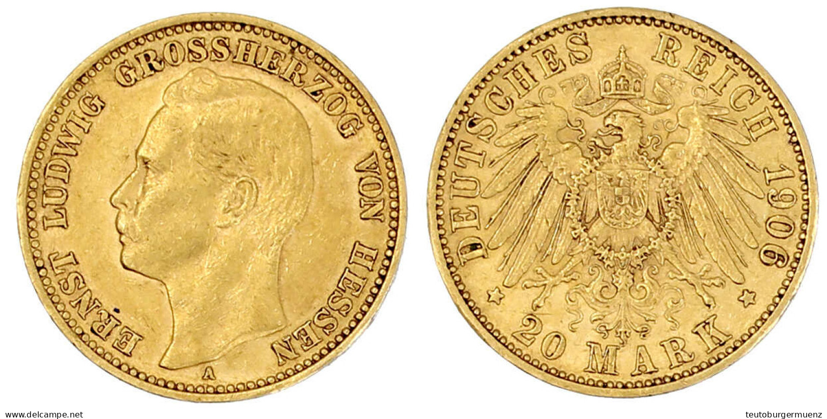 20 Mark 1906 A. Vorzüglich. Jaeger 226. - 5, 10 & 20 Mark Oro