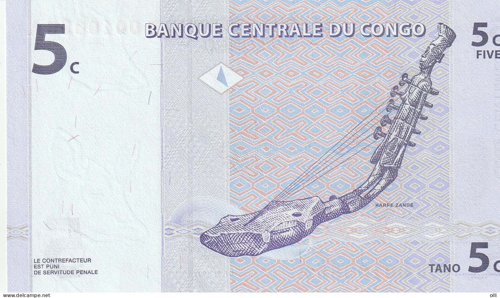 CONGO Dem:Rep. 5 Centime - 1997  P- 81 - Unc. - République Démocratique Du Congo & Zaïre