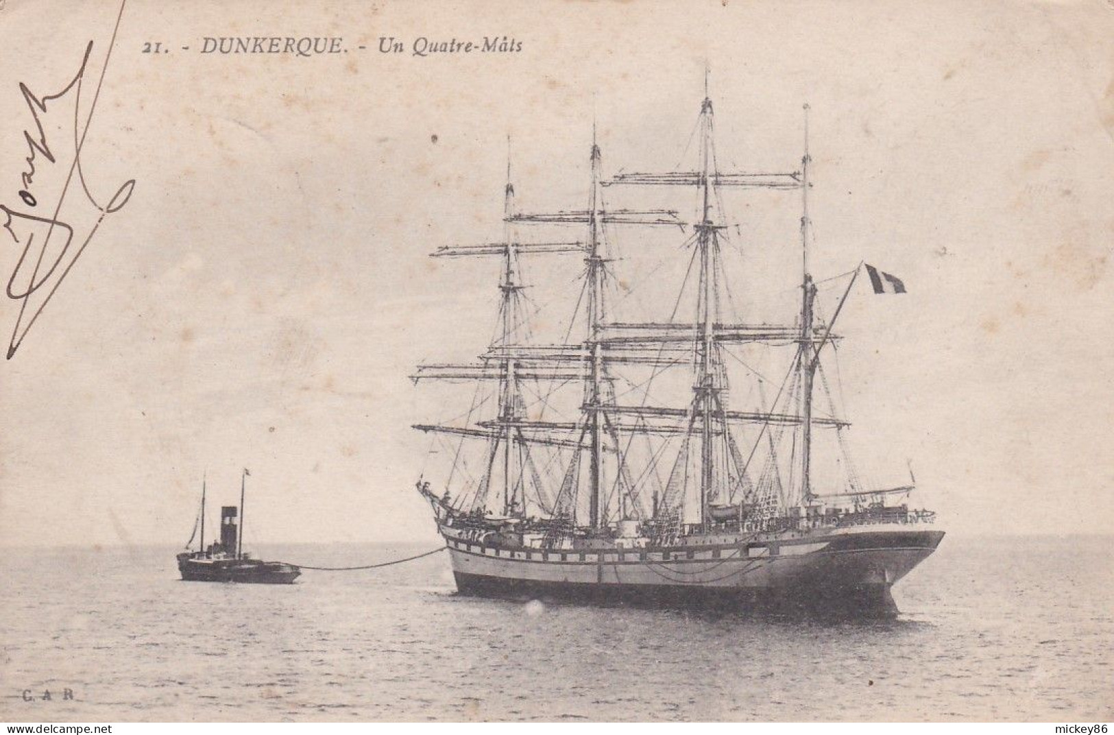 DUNKERQUE--1919--Un Quatre-Mats ( Bateau, Voilier) ...remorqueur - Dunkerque