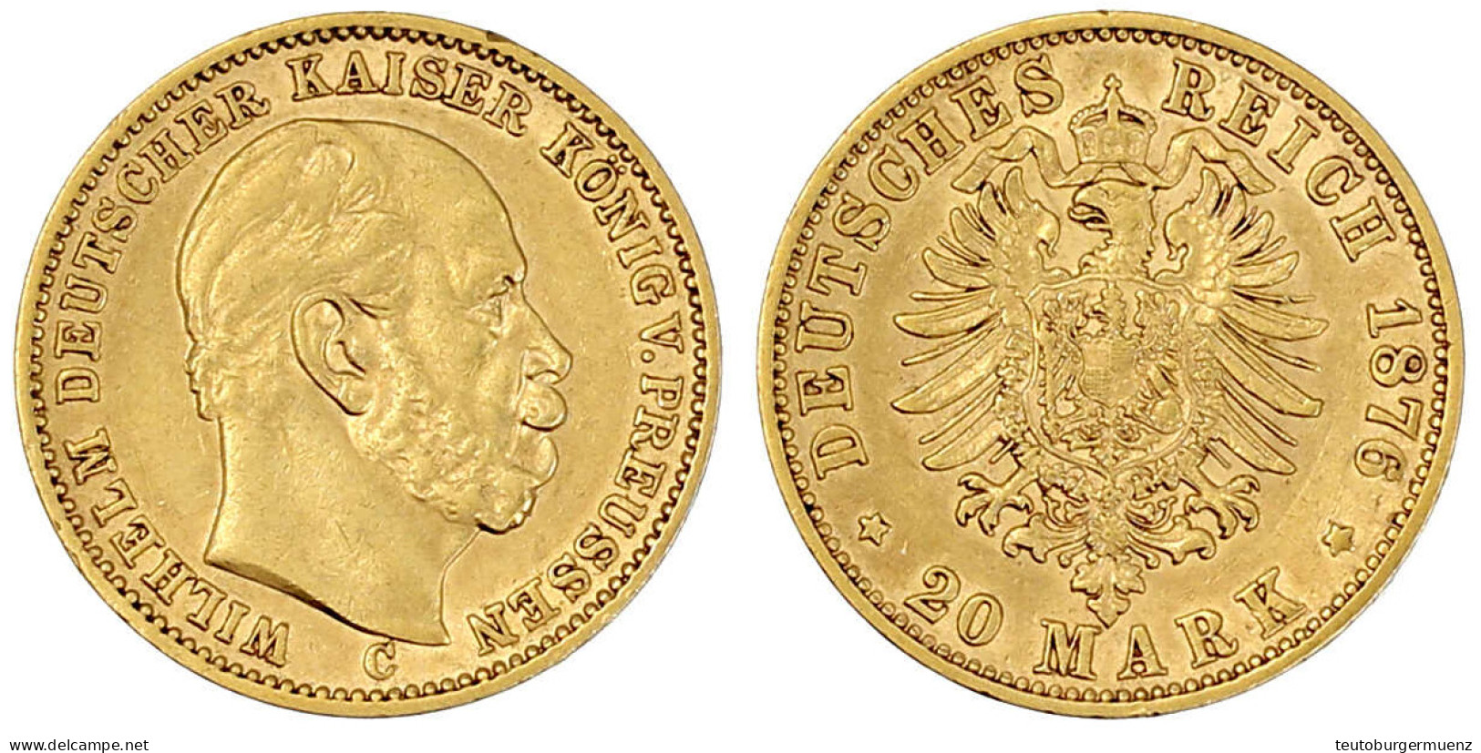 20 Mark 1876 C. Sehr Schön/vorzüglich. Jaeger 246. - 5, 10 & 20 Mark Gold