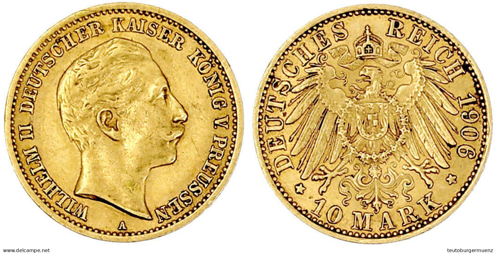 10 Mark 1906 A. Sehr Schön/vorzüglich. Jaeger 251. - 5, 10 & 20 Mark Gold