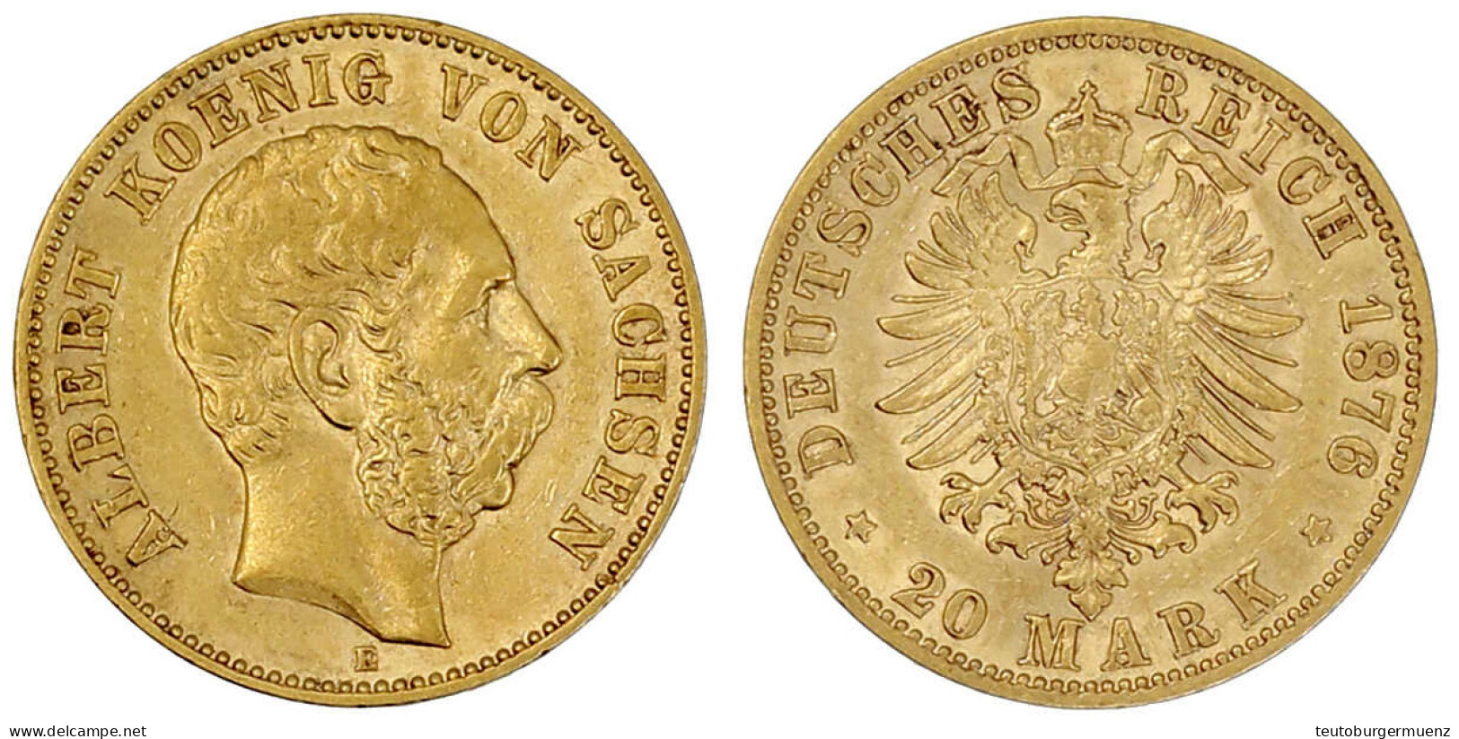 20 Mark 1876 E. Sehr Schön/vorzüglich. Jaeger 262. - 5, 10 & 20 Mark Gold