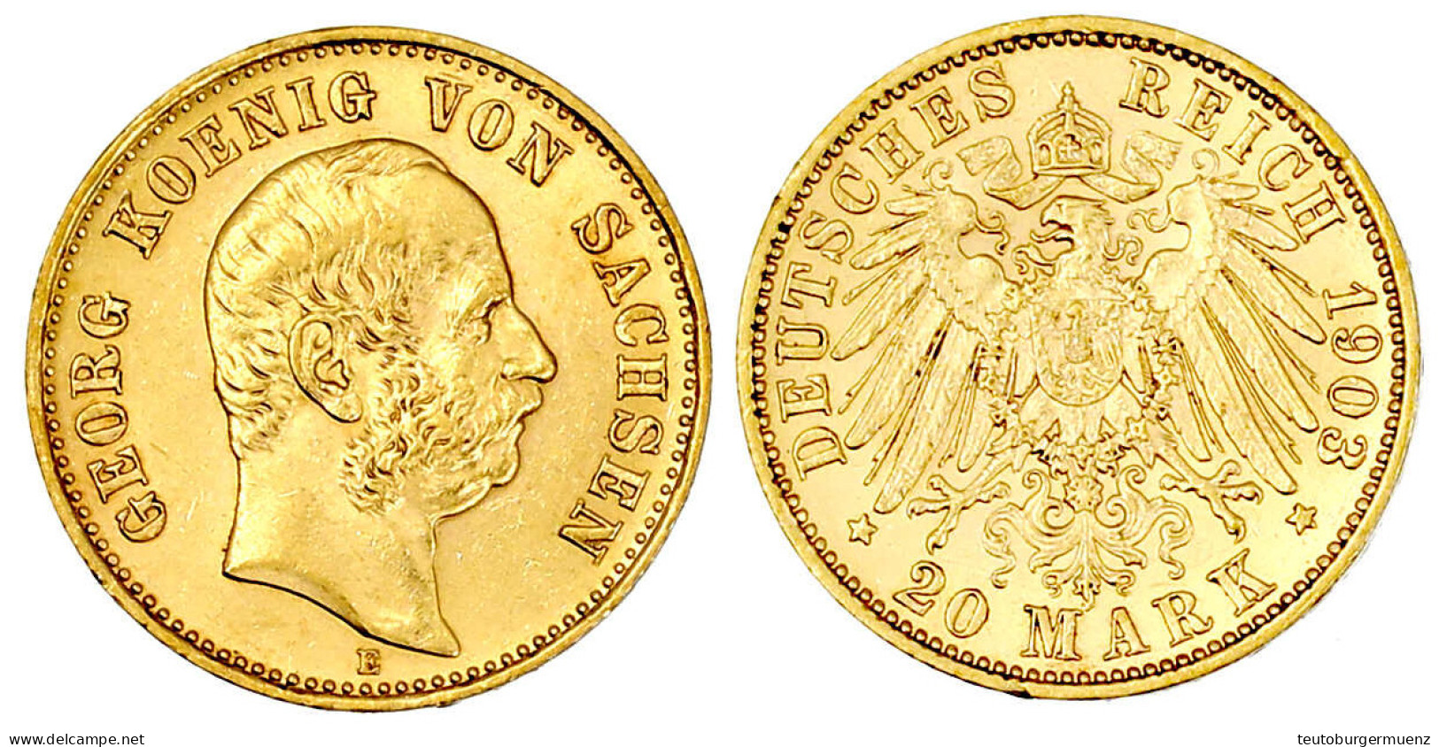 20 Mark 1903 E. Vorzüglich/Stempelglanz. Jaeger 266. - 5, 10 & 20 Mark Gold