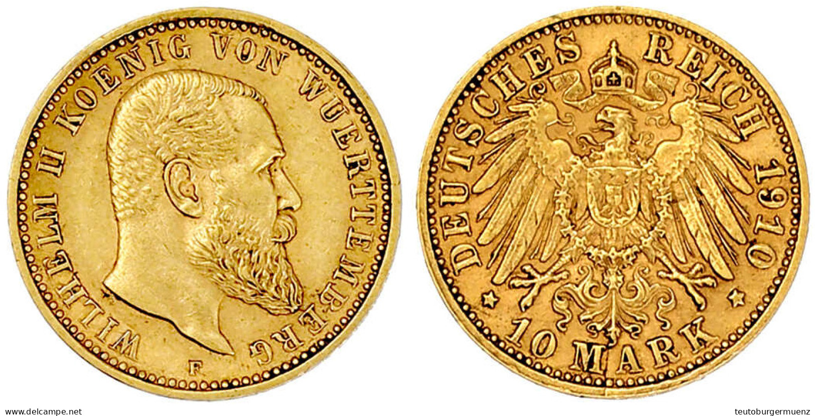 10 Mark 1910 F. Sehr Schön/vorzüglich. Jaeger 295. - 5, 10 & 20 Mark Or