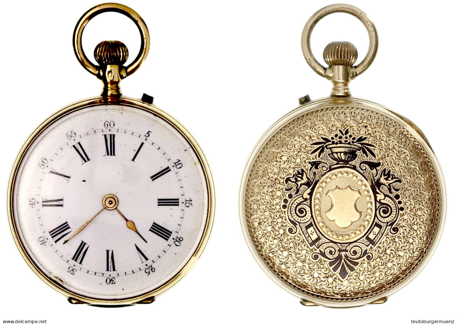 Schweizer Damentaschenuhr Gelbgold 585/1000, 1895/1934. Hersteller Grosjean Freres, La Chaux-de-Fonds. Handaufzug. 32 Mm - Andere & Zonder Classificatie