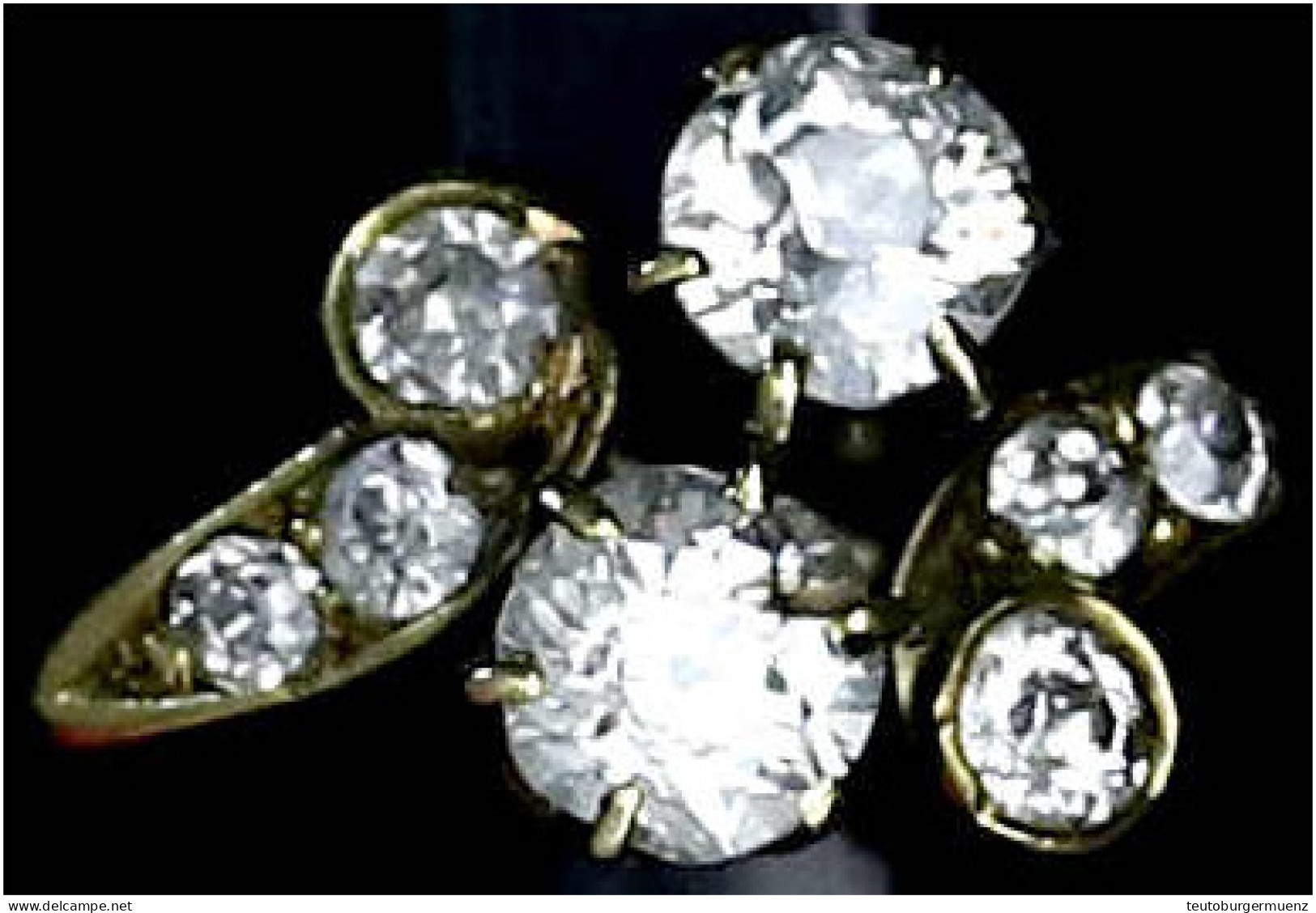 Damenring Gelbgold 585/1000 Mit 8 Brillanten, Darunter Einer Mit Ca. 0,25 Ct Und Einer Mit Ca. 0,32 Ct. Ringgröße 16; 2, - Otros & Sin Clasificación