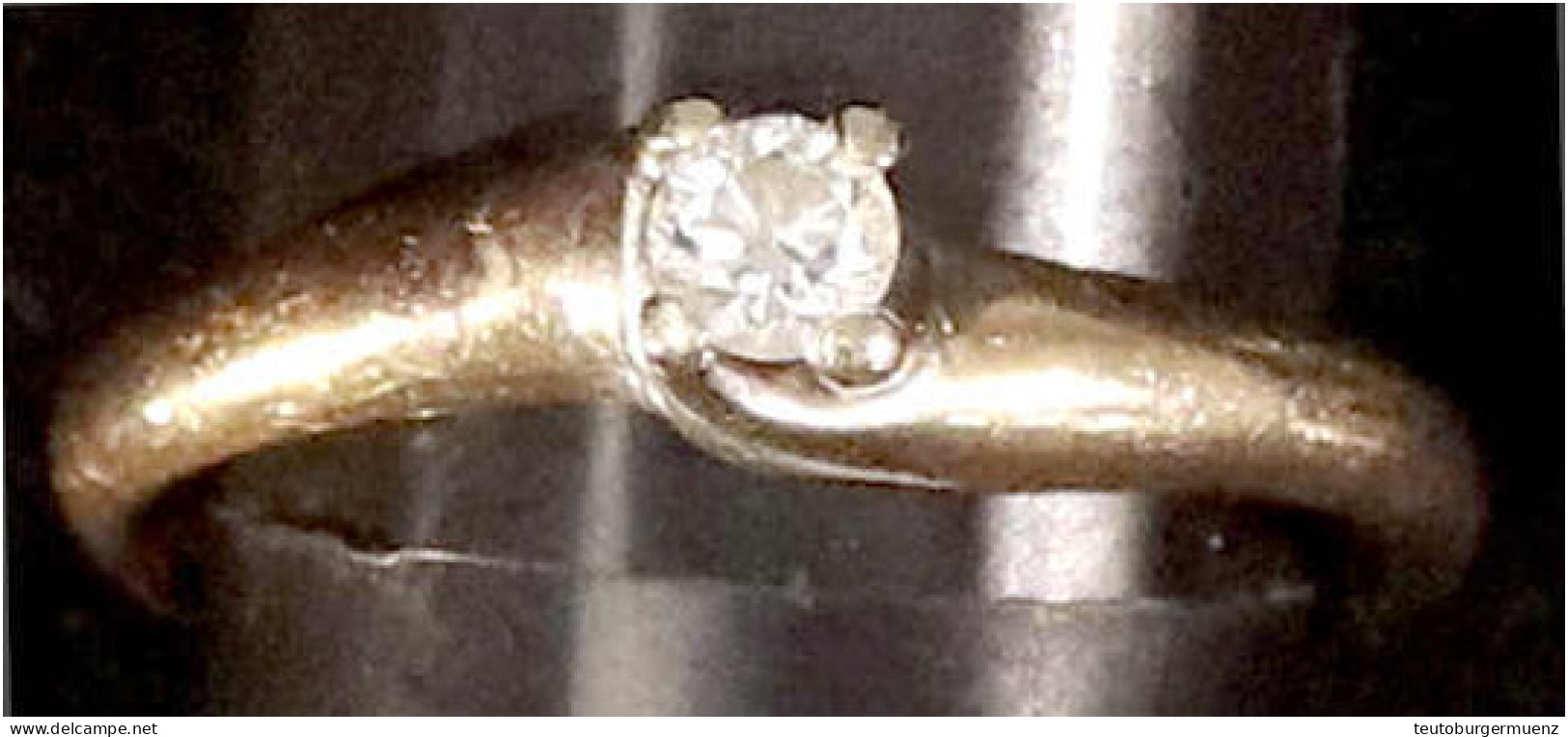 Damenring Gelbgold 585/1000 Mit Brillant, Ca. 0,1 Ct. Ringgröße 16. 1,89 G - Sonstige & Ohne Zuordnung