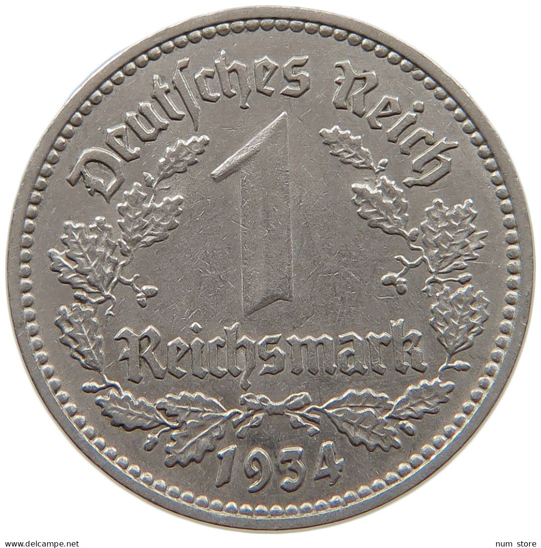 DRITTES REICH MARK 1934 J J.354 #a086 1057 - 1 Reichsmark