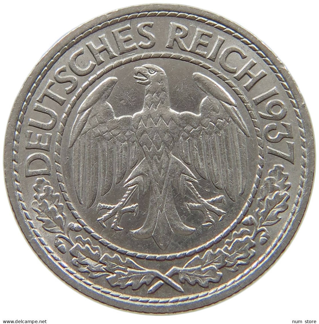 DRITTES REICH 50 PFENNIG 1937 F  #t145 0189 - 5 Reichsmark