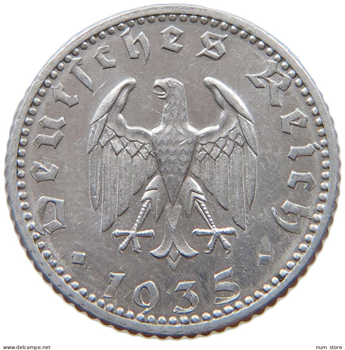 DRITTES REICH 50 PFENNIG 1935 E  #t133 0027 - 5 Reichsmark