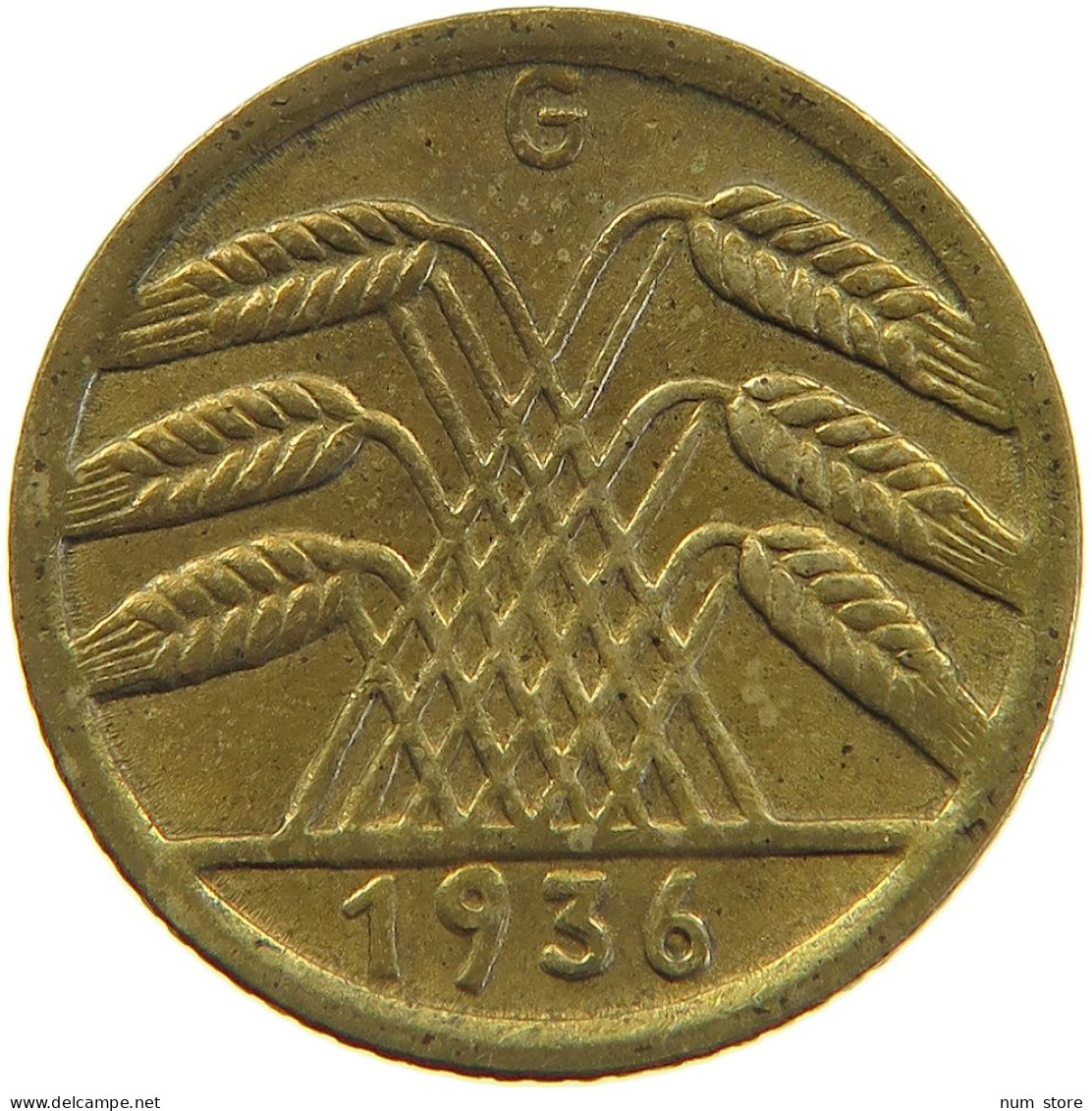 DRITTES REICH 5 PFENNIG 1936 G  #a055 0383 - 5 Reichsmark