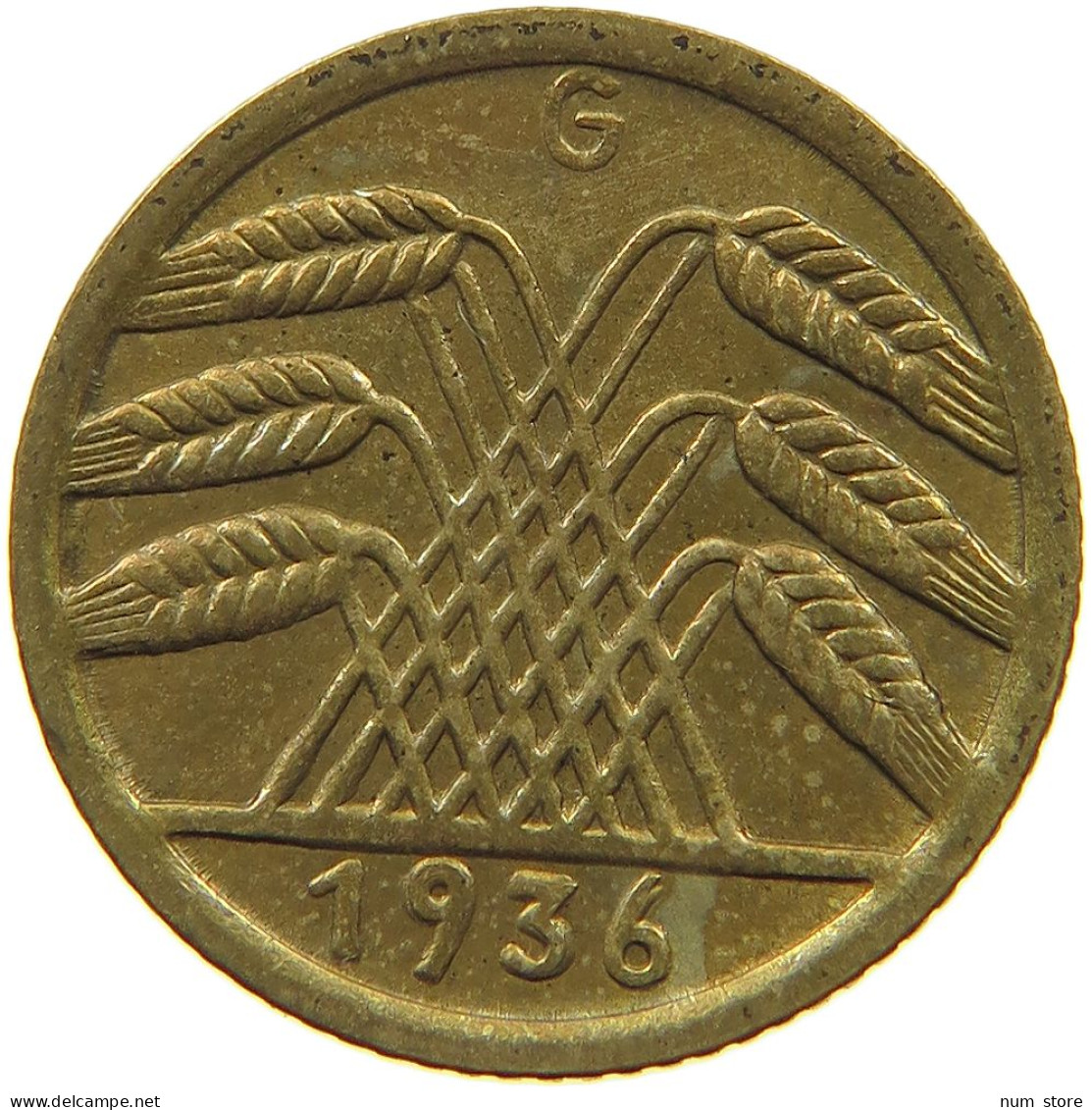 DRITTES REICH 5 PFENNIG 1936 G  #a055 0555 - 5 Reichsmark