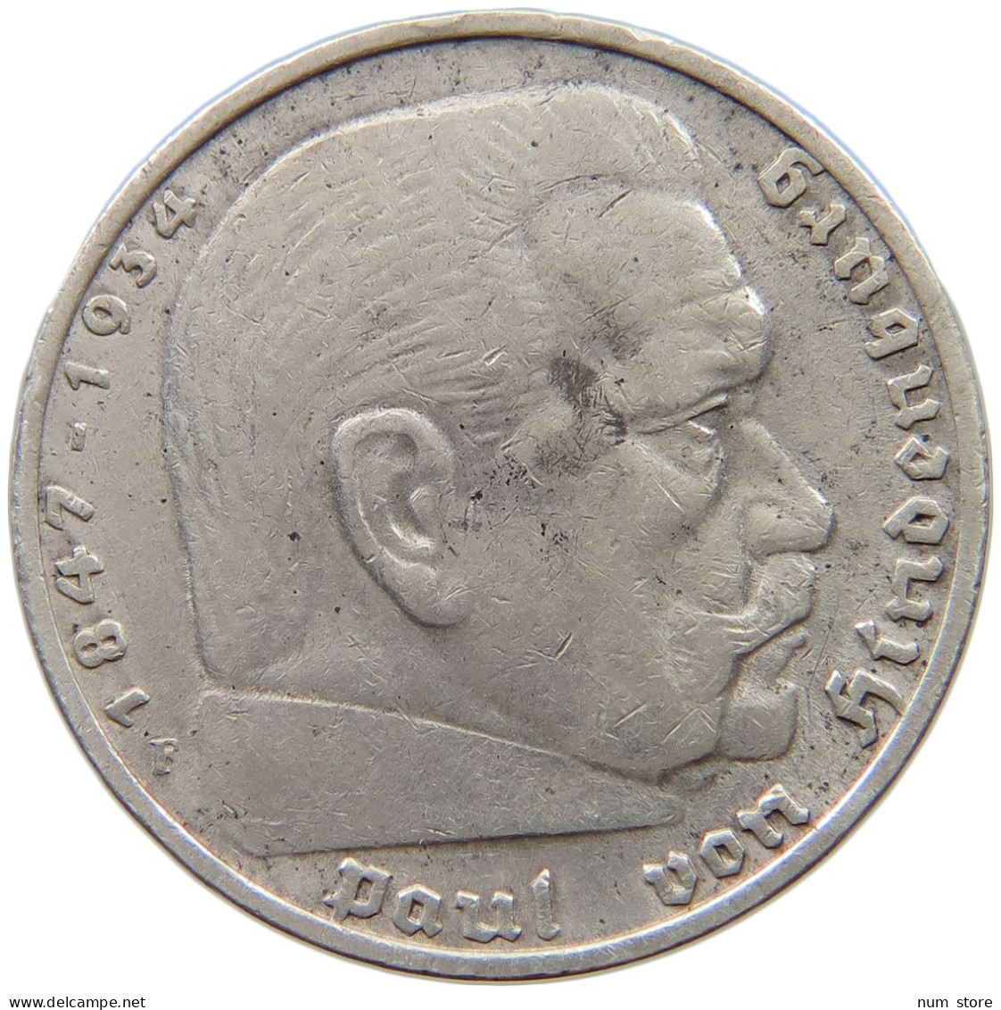 DRITTES REICH 5 MARK 1936 F  #a068 0643 - 5 Reichsmark