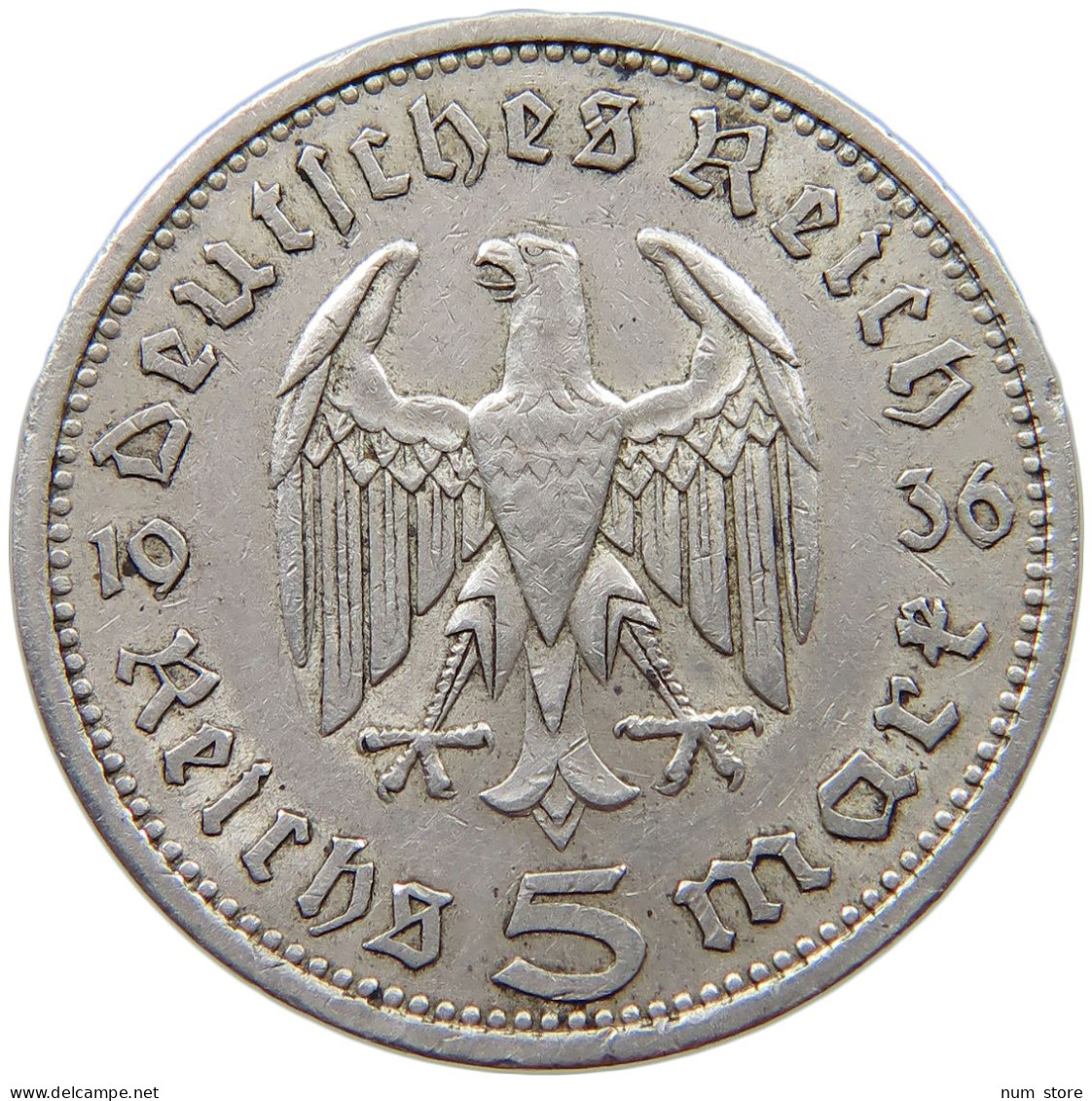 DRITTES REICH 5 MARK 1936 A  #s074 0347 - 5 Reichsmark