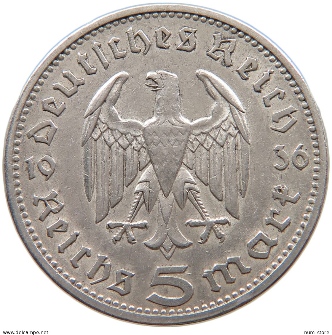 DRITTES REICH 5 MARK 1936 A  #a073 0655 - 5 Reichsmark