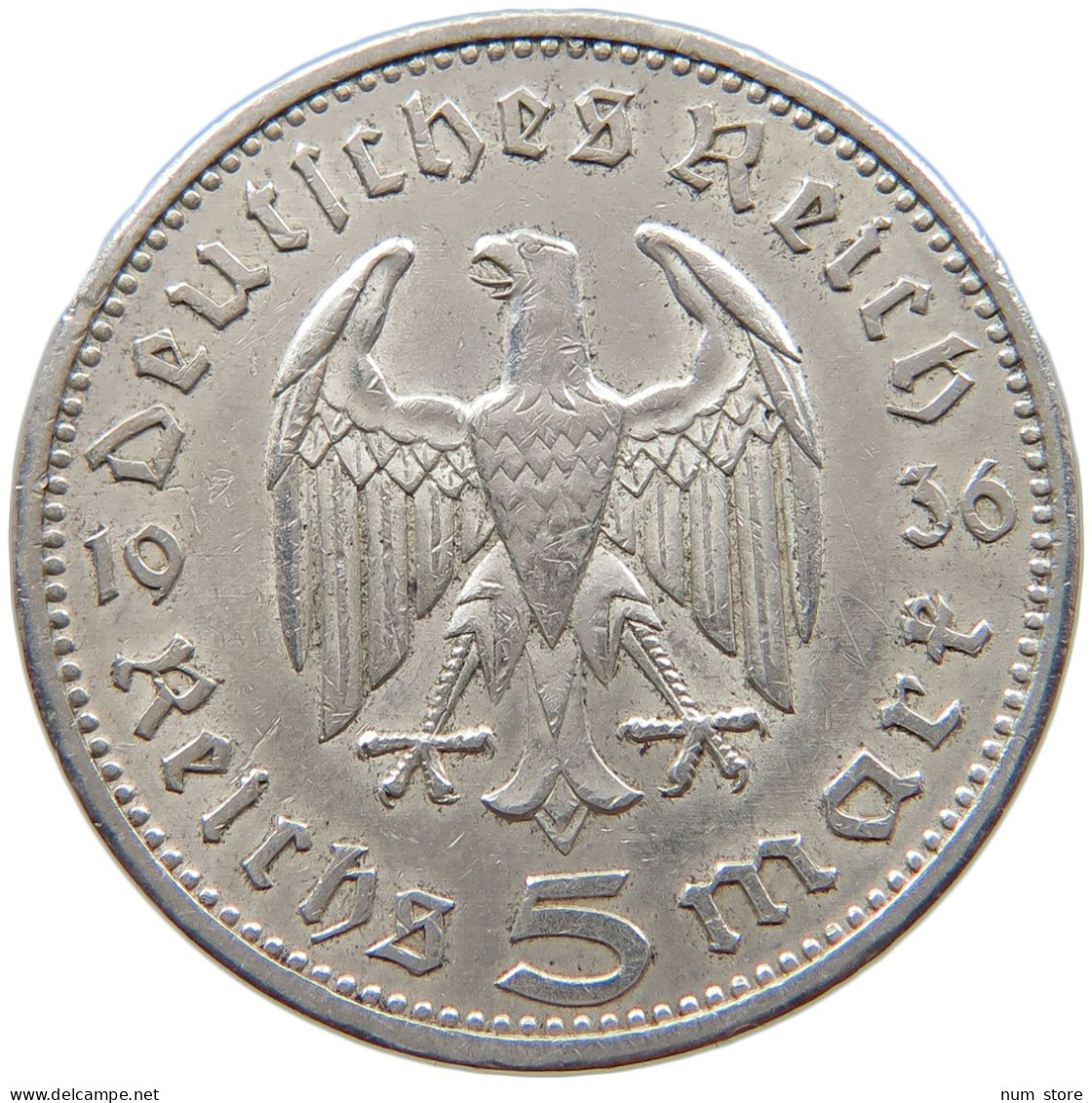 DRITTES REICH 5 MARK 1936 A  #a068 0653 - 5 Reichsmark
