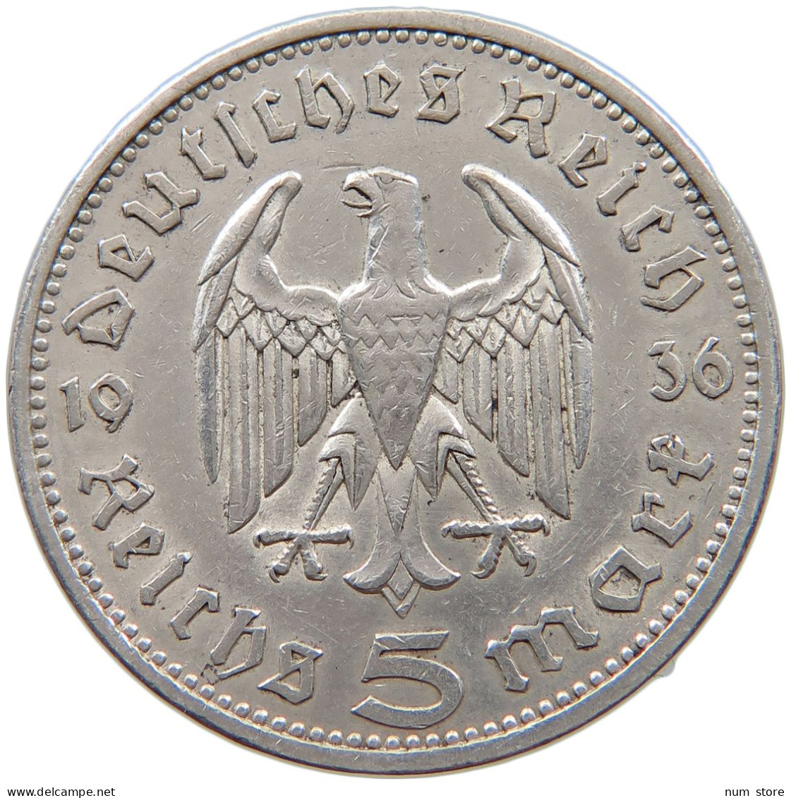 DRITTES REICH 5 MARK 1936 A  #a068 0649 - 5 Reichsmark